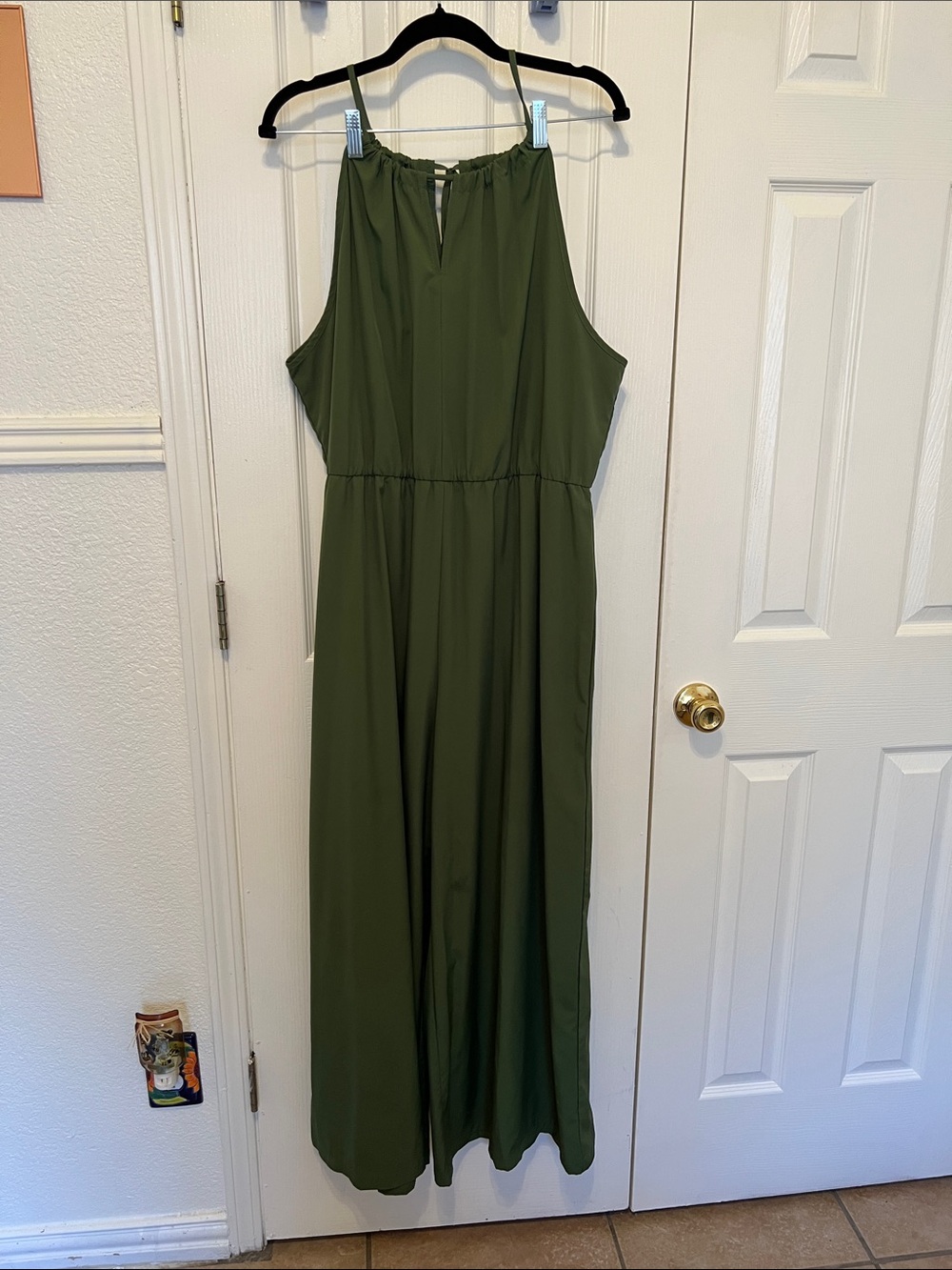 SHEIN Curve Olive Green halter tie jumpsuit
